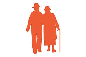 a person and a person with walking stick icon