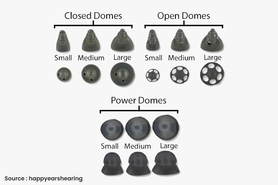 different types of hearing aid domes